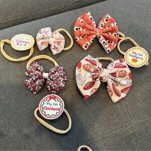Festive Holiday Hair Bow Set